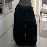 SHOPMOCHO Oversize Woman Grey Black Sweatpants Y2K Korean Streetwear Loose Casual Jogger Pants High Waist All Match Drawstring Trousers