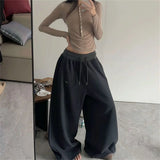SHOPMOCHO Oversize Woman Grey Black Sweatpants Y2K Korean Streetwear Loose Casual Jogger Pants High Waist All Match Drawstring Trousers