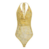 SHOPMOCHO-Rockmore Women's Floral Print Lace-up Bodysuits Summer Beach Holiday Sexy Swing Collar Backless Jumpsuit