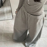 SHOPMOCHO Oversize Woman Grey Black Sweatpants Y2K Korean Streetwear Loose Casual Jogger Pants High Waist All Match Drawstring Trousers