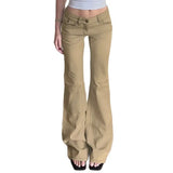 SHOPMOCHO-Rockmore High Street Low Rise Flare Jeans for Woman Y2K Aesthetic Basic Skinny Jean Pants Vintage Washed Denim Trousers Korean