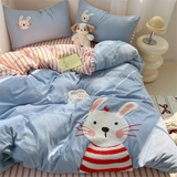 SHOPMOCHO Cartoon German Cat Towel Embroidery Sanded Autumn And Winter Bedding Four-Piece Set Quilt Cover Bed Sheet Cute Student Dormitory