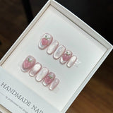 SHOPMOCHO 10pcs Festive Red Oval Short Press-On Nails with Cute Tomato Design Glossy Finish Holiday Nail Art Set for Women and Girls Wear