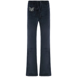 SHOPMOCHO--Rockmore Retro Rhinestone Flare Pants Velvet Drawstring Casual Trouser Streetwear Cute Bottoms Y2K Aesthetic 2000s Women's Pants