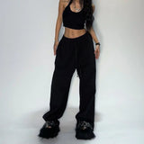 SHOPMOCHO Oversize Woman Grey Black Sweatpants Y2K Korean Streetwear Loose Casual Jogger Pants High Waist All Match Drawstring Trousers