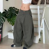 Shopmocho Rockmore American Street Parachute Pants Baggy Women's Jeans Y2K Vintage Straight Cargo Pants Low Raise Wide Leg Denim Trousers