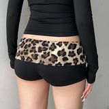 Shopmocho Rockmore Leopard Contrast Patchwork Mini Shorts Low Rise Slim Sexy Bottoms Casual Skinny Women Hot Shorts Baddie Outfits 2025