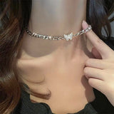 SHOPMOCHO Silver Color Irregualr Choker Necklace for Women Love Heart Crystal  Clavicle Chain Necklace Wholesale Jewelry