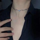 SHOPMOCHO Silver Color Irregualr Choker Necklace for Women Love Heart Crystal  Clavicle Chain Necklace Wholesale Jewelry