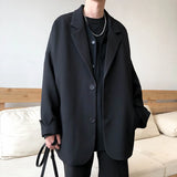 SHOPMOCHO British-style Blazers Men Leisure Trendy Loose Suit Jackets Male Retro Daily Ins Streetwear All-match Simple Korean Suit-tops