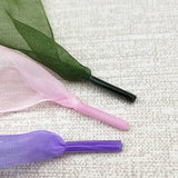 Shopmocho 4cm Widened Transparent Chiffon Yarn Shoelaces Flat Silk Big Bow Wide Laces Trend Beauty White Casual Shoes Laces Dropship