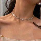 SHOPMOCHO Silver Color Irregualr Choker Necklace for Women Love Heart Crystal  Clavicle Chain Necklace Wholesale Jewelry