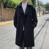 SHOPMOCHO Korean style Spring Trench Coat Male Streetwear Windbreaker Trenchcoat Men Solid Business Casual Loose Long Overcoat