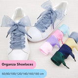 Shopmocho 4cm Widened Transparent Chiffon Yarn Shoelaces Flat Silk Big Bow Wide Laces Trend Beauty White Casual Shoes Laces Dropship