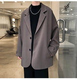 SHOPMOCHO British-style Blazers Men Leisure Trendy Loose Suit Jackets Male Retro Daily Ins Streetwear All-match Simple Korean Suit-tops