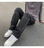 SHOPMOCHO Cargo jeans Men Wide Leg Jeans Hip Hop Casual Men's Straight Baggy Denim Pants Streetwear Skateboard Pant Neutral Trousers