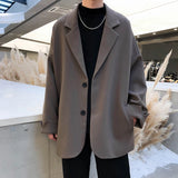 SHOPMOCHO British-style Blazers Men Leisure Trendy Loose Suit Jackets Male Retro Daily Ins Streetwear All-match Simple Korean Suit-tops