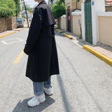 SHOPMOCHO Korean style Spring Trench Coat Male Streetwear Windbreaker Trenchcoat Men Solid Business Casual Loose Long Overcoat