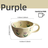 Shopmocho Ceramic Mugs Coffee Cups Hand Pinched Irregular Flower Milk Tea Cup Ins Korean Style Oatmeal Breakfast Mug Drinkware Kitchen