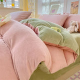 SHOPMOCHO Simple Milk Fleece Warm Autumn Winter Duvet Cover Set 220x240 Soft Fluffy Queen Bedding Set Plush Warmth Blanket Cover Sets Cozy