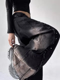 SHOPMOCHO 2025 American Retro Y2K Style Patchwork Washed Black Baggy Women's Stacked Jeans Pants Woman Clothing Wide Leg Denim Trousers