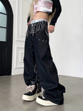 SHOPMOCHO Women's Zebra Pattern Patchwork Design Casual Pants Street Unisex Sweatpants Girl Wide Leg Bottoms Female High Waist Trousers