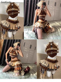 Shopmocho Summer Vintage Elegant Y2K Woman 2 Piece Sets Punk Gothic Strapless Crop Tops +High Waist Ruffle Skirt Female Party Outfits 2025