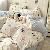 SHOPMOCHO Kids Adult Duvet Cover Set with Bed Flat Sheet Pillowcases Cute Cartoon Single Queen Size Home Hotel Dormity Bedding Set