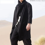 Shopmocho New  Personality Fashion Retro Men's Long Irregular Cape Mens Shirts Leisure Holiday Beach Cotton and Linen Men's Cape Coa