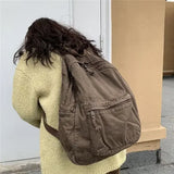 Shopmocho Vintage Backpack New Spring Summer Preppy Style Cotton Unisex Softback Zipper Casual High-Capacity Bookbag Euro-America Style