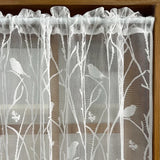 SHOPMOCHO 1pc Lace Bird Short Curtians for Kitchen Cafe Study Room Spring Pastoral Half Sheer Small Window Valance Drapes