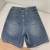 SHOPMOCHO Spring Summer Women Casual Denim Shorts Fashion Female Wide Leg Short Jeans Knee Lenght Denim Pant Women High Waist Shorts Girls
