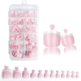 Shopmocho 120pcs/Box 9 Styles French Fake Press On Toenails Short Square Nude Pink French Glossy False Toe Nail Full Cover Summer Toe Tips
