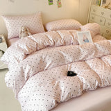 SHOPMOCHO 3pcs Satin Duvet cover set (1*Duvet Cover + 2*Pillowcase, Without Core), Black dot print Bedding Set, Soft Comfortable