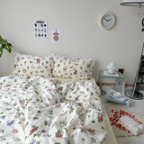 Shopmocho Floral Style Duvet Cover Pure Cotton Bed Cover Girls Soft Comforter Covers Set with Pillowcase이불커버 King Size Quilt Cover Set