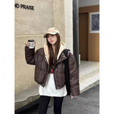 SHOPMOCHOHooded Short Parkas Women Fashion Black Patchwork Puffer Jacket Winter Streetwear Down Coats Korean Cotton Padded Outerwears New