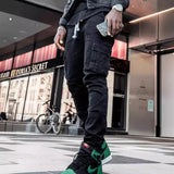 SHOPMOCHO Men Street Elastic Denim Jeans Wash Solid Color Multi Pockets Cargo Pants Casual Slim Fit Daily Wear Joggers Mid Waist Trousers