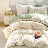Shopmocho 3pcs Elegant Floral Tea Art Print Duvet Cover Set， Soft Skin-Friendly Bedding Set Includes 1 Duvet Cover And 2 Pillowcases