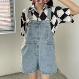 Shopmocho Blue Denim Shorts Female 2025 Summer Loose Wide Leg Shorts Korean Jumpsuit Shorts For Women