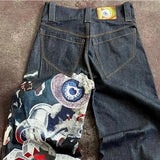 SHOPMOCHO  Streetwear Y2K Jeans Mens Womens Casual Hip Hop Punk Baggy Jeans Retro Oversized Graphic Embroidery High Waisted Wide Leg Jeans