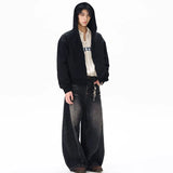 SHOPMOCHO Spring New Men'S Jeans Wide Leg Pants Loose Machete Jeans Vintage Lightning Cracked Denim Trousers