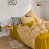 SHOPMOCHO Japan Style Plaid Queen Duvet Cover Set 220x240 High-quality Soft Skin-friendly Bedding Set King Size Quilt Cover Pillowcases
