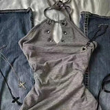 SHOPMOCHO Women Y2K Summer Vintage Casual Harajuku Sweet Spicy Tees Sleeveless Aesthetic Slim Fit Tank Crop Tops 2000s Alt Clothes