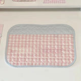 SHOPMOCHO Cute New Pink Love Quilted Japanese Style Ancient Table Mat Tablecloth Ins Style Student Desk Material Heart Shaped Table Mat