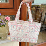 SHOPMOCHO Cartoon Print Women's Shoulder Bag Large Capacity Ladies Tote Handbags Soft Quilted Female Travel Shopping Bags Girls Book Bag