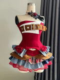 SHOPMOCHO Summer Gothic Retro Fur Trim Corset Design Woman Suit Y2k Slim Lolita Elegant 2 Piece Sets Female Korea Style Sexy Chic Outfits