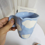 Shopmocho Ins style cute teddy bear irregular cloud tulip ceramic mug