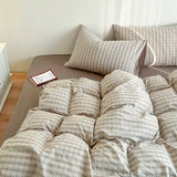 Shopmocho Ins Pink Plaid Bedding Set No Filler Twin Queen Size Comforter Cover Flat Sheet Pillowcase Girls Boys Solid Blanket Duvet Duvet