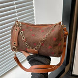 Shopmocho Women Small Underarm Bag Corduroy Handbag Cute Strawberry Print Little Tote Half Moon Design Eco Cloth Purse Mini Shoulder Bags