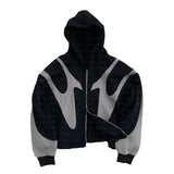Shopmocho Harajuku Street Hip Hop Cross Hoodies Women Splicing Zipper Sweatshirt Hoodie Female y2k Harajuku Gothic Coat Hoodie Female